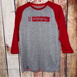 Under Armour Boys Youth XL Red and Gray Baseball Tee